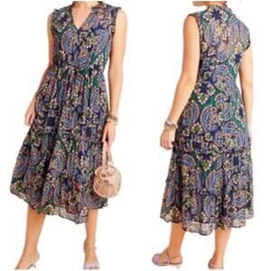 ANTHROPOLOGIE Women’s Elmira Sleeveless Tiered Skirt Midi Dress size 6